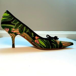Vintage Rare Prada Holliday&Brown silk pumps sz9